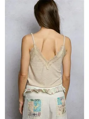 POL Lace Detail‎ V-Neck Ribbed Cami thumbnail 4