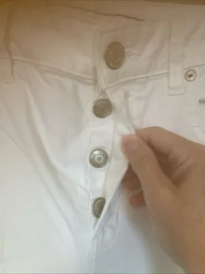 American Eagle Womens Jeans Womens 12 White Denim Distressed Button Fly thumbnail 6