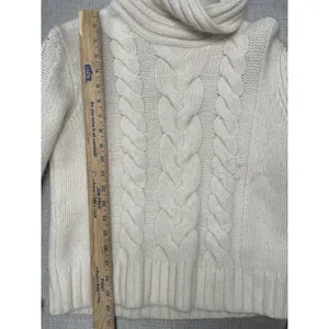 Jones New York Medium Cable Knit Merino‎ Wool Angora Turtleneck SweaterIvory Long Slv thumbnail 4