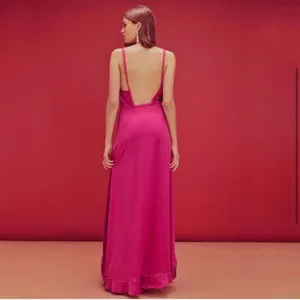 For Love & Lemons Isabella Ruffled Maxi‎ Dress in Fuchsia Size M thumbnail 3