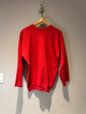 Vintage Nebraska Power Football Red Raglan Sweatshirt - Medium thumbnail 4