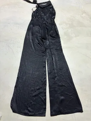 Misa Los Angeles Xandra Black Halter Wide-Leg Jumpsuit large thumbnail 7