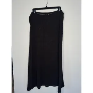 WeWoreWhat‎ Black Open Knit Crochet Midi Skirt Cover Up XL Tassel Drawstring thumbnail 2