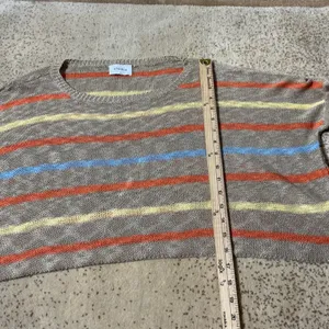 Storia‎ Fisherman Womens Striped Open Knit Cropped Sweater Tan BT1139 Size S thumbnail 6