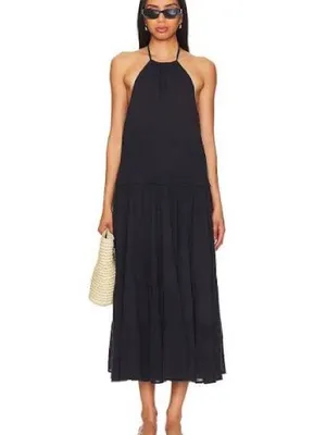 Free People Black SOMEWHERE SUNNY MAXI Dress Large thumbnail 2