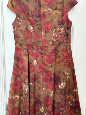 Dark Floral Traditional Qipao / Cheongsam w. Flare Skirt thumbnail 6