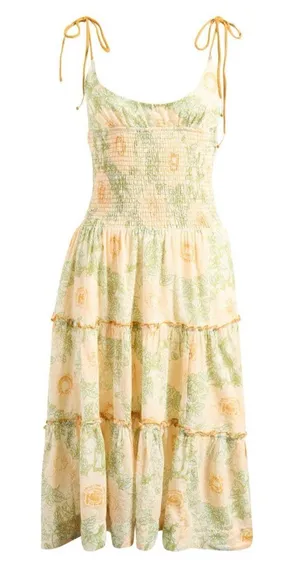 Free People Adriel Tie Strap Tiered Midi Dress M thumbnail 1
