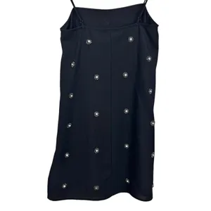 H&M Appliquéd Holiday Party Slip Dress Pearl Rhinestones Embellished Black Sz S thumbnail 7