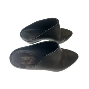7 Vince Vigo Black Leather Mule minimalist Block Heel Bootie Backless Slip-on thumbnail 4