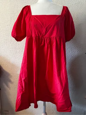 Draper James Red Square-Neck Puff Sleeve Mini Dress thumbnail 1
