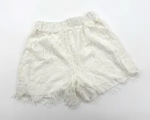 White High Waist Lace Shorts High Rise Floral Shorts Pants Summer Casual Pants thumbnail 1