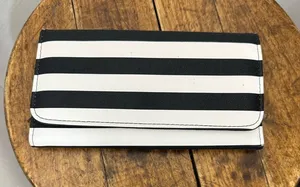 Kut From the Cloth Black and White Striped Wallet Mod Punk Minimalist Maximalist thumbnail 1