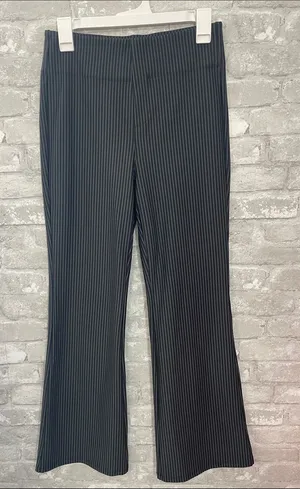 HALARA Grey Pinstripe Flare Pants thumbnail 1