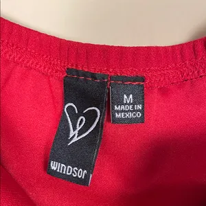 Windsor Women’s Red Faux Wrap Boning V-Neck Long Sleeve Blouse thumbnail 5