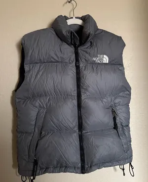 Vintage Y2K The‎ North Face Nuptse Retro Goose Down Puffer Vest S S Silver grey thumbnail 1