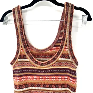 Free People Fair Isle Sweater Tank Dress Burgundy Multicolor Women's Medium thumbnail 9