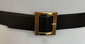 Elegant Black Faux Leather Belt with Gold Buckle thumbnail 2