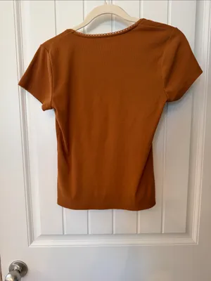 Old Navy Square Neck Short Sleeve Top in Rust Brown thumbnail 2