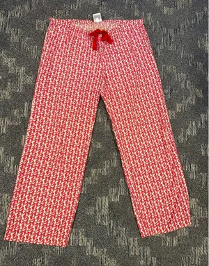 Vineyard Vines Pajama Pants Womens Medium Pink Red Seahorse Santa Print Lounge thumbnail 1