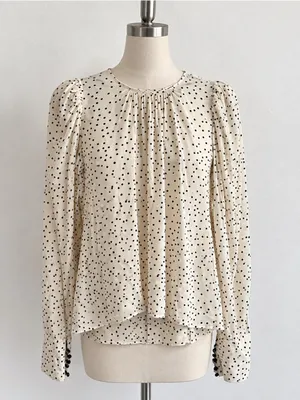 Essentiel Antwerp Zeyboard Top Polka Dot In Black And‎ White Sz s thumbnail 3