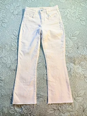 💥L’AGENCE Kendra High Rise Cropped Flare Jeans Blanc White Raw Hem Sz 24💛 thumbnail 12