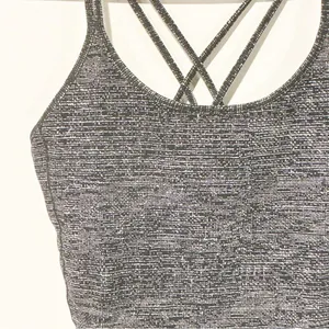 Lululemon Free To Be Tank Nulu Fabric Strappy Back Twillines Ice Grey Black thumbnail 4