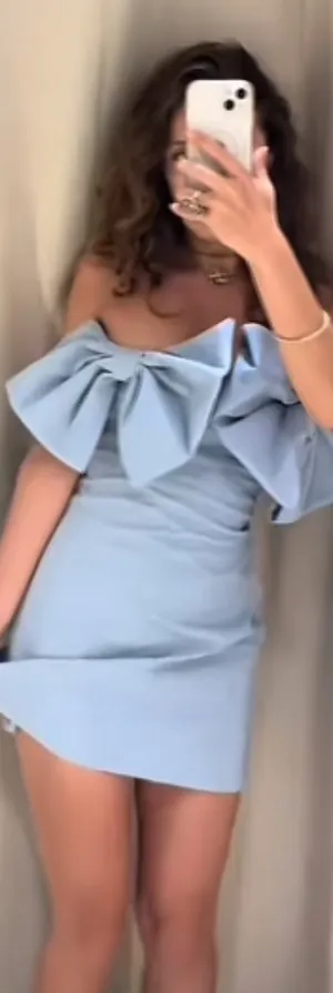 ZARA NWT VIRAL TIK TOK blogger’s FAVORITE stunning BLUE STRAPLESS BOW DRESS S thumbnail 8
