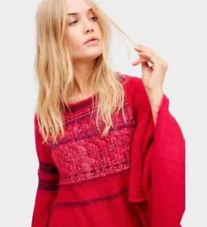 Free People Craft Time Bell Sleeve Sweater - Pink thumbnail 2