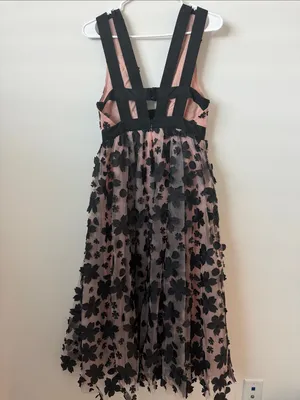Anthropologie 3D Black Floral Printed Tulle Dress Size: 4 thumbnail 7