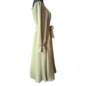 Elegant Olive Off-Shoulder Dress with belt medium thumbnail 4
