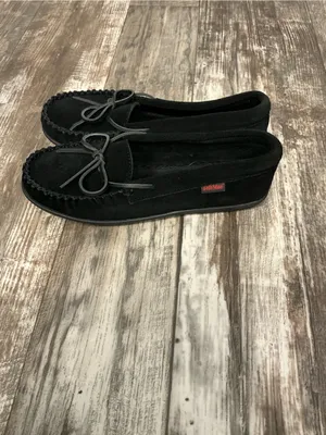 Softmoc Classic Black Faux-Fur Lined Moccasin Flats Size 9 thumbnail 9
