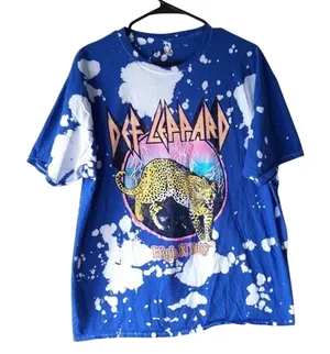 Def Leppard Vintage Style High N Dry Tie Dye Tiger Graphic Unisex T Shirt M Blue thumbnail 1