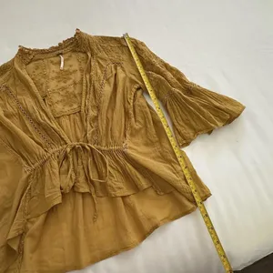 Free People Yellow Open Tie Front Shrug Shirt Top Sz Extra Small XS Women’s thumbnail 6