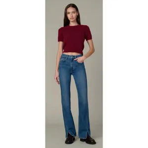 Joe's Jeans The Steph Shrunken Sweater Tee Syrah Burgundy XS Cropped Yak Wool‎ thumbnail 3