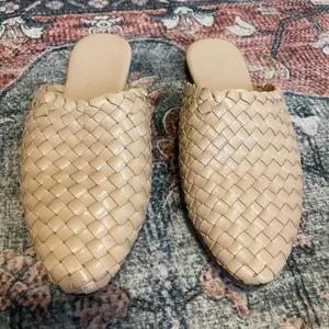 Universal Threads Woven Slip-On Mules in Beige thumbnail 1
