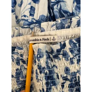 Abercrombie Fitch Midi Dress Blue Toile De Jouy Smocked Puffed Cottagecore Small thumbnail 4