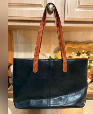 Valentina Black and Brown Shoulder Bag with Leather Handles thumbnail 7