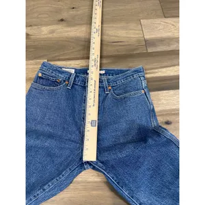 Levi’s Premium Wedgie Straight Cropped High Rise Button Fly Raw Hem Cotton Denim thumbnail 8