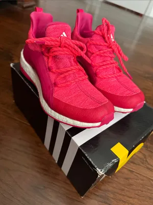 Adidas Hot Pink Knit Lace-Up Sneakers thumbnail 1