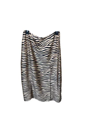 Le Lis Satin Zebra Print Slit Maxi slip Skirt Black Tan Date night Office Siren thumbnail 4