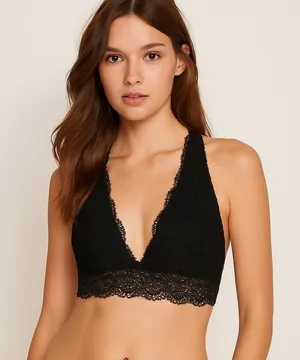 Victoria’s Secret Coquette Lace Bralette Wireless Triangle Bra Black Pull On S thumbnail 1