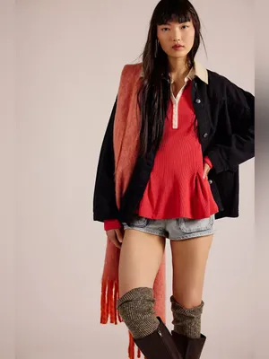 NWOT Free People Gracie Long Sleeve Top Waffle Knit thumbnail 4