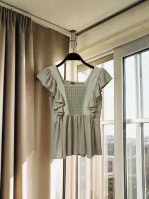 gimmicks by BKE Cream Ruffle Crochet Peplum Top thumbnail 2