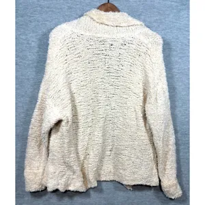Free People Womens S Sweater Wool Blend Cream Fuzzy Jacket Asymmetrical Zip‎ thumbnail 7