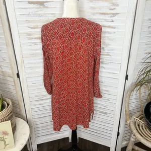 AKEMI + Kin ANTHRO Women's Humboldt Tunic Top Boho Red Floral Tasseled Medium thumbnail 6