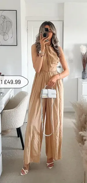 NWT JUMPSUIT WITH Halter neckline thumbnail 1