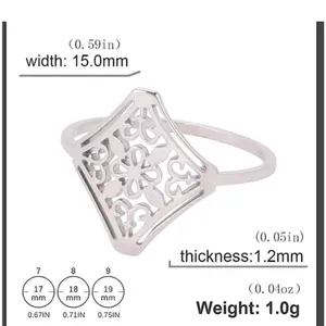 NEW 14k White Gold-Plated 316L Cut Out‎ Filigree Hollow Flower Ring, Size 7 thumbnail 5