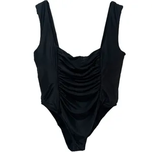 NEW J. Crew Black Ruched Square Neck One Piece‎ Swimsuit Resort Beach Size 22 thumbnail 2