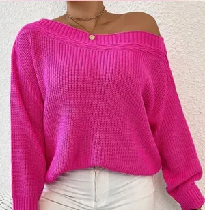 Pink off the shoulder sweater NEVER WORN size medium thumbnail 1
