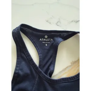 Athleta Womens Navy Blue Racerback Workout Tank Top Size S Cutout Back‎ thumbnail 4